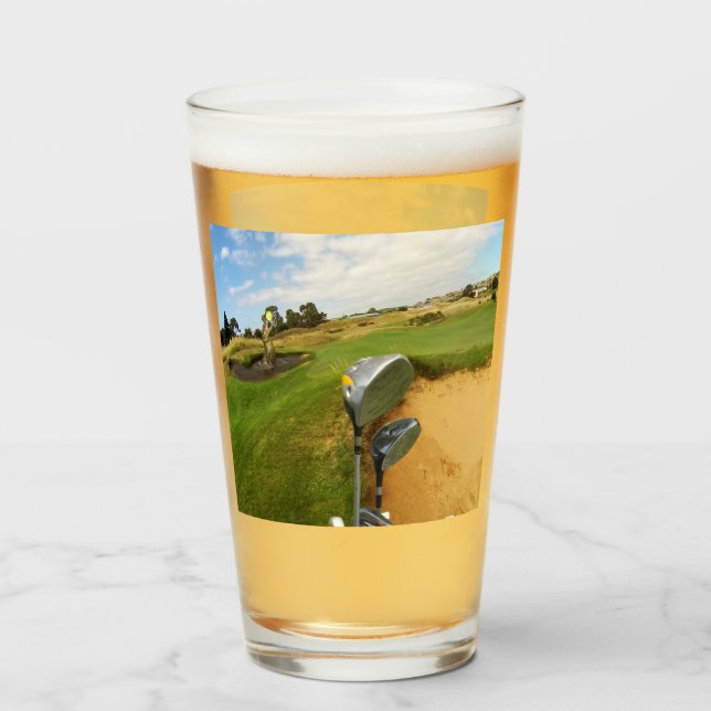 Funny Australian Golf Design, Bierglas Glas (Vorne (Gefüllt))