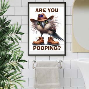 Funny Australian Kookaburra Neutral Earthy Toilet Poster