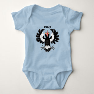 Funny Australian Magpie Cartoon Illustration Baby Strampler