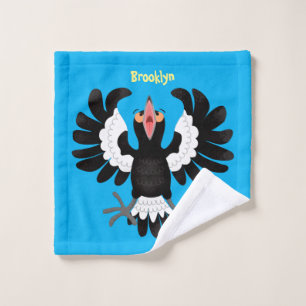 Funny Australian Magpie Cartoon Illustration Badhandtuch Set
