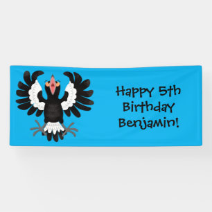 Funny Australian Magpie Cartoon Illustration Banner