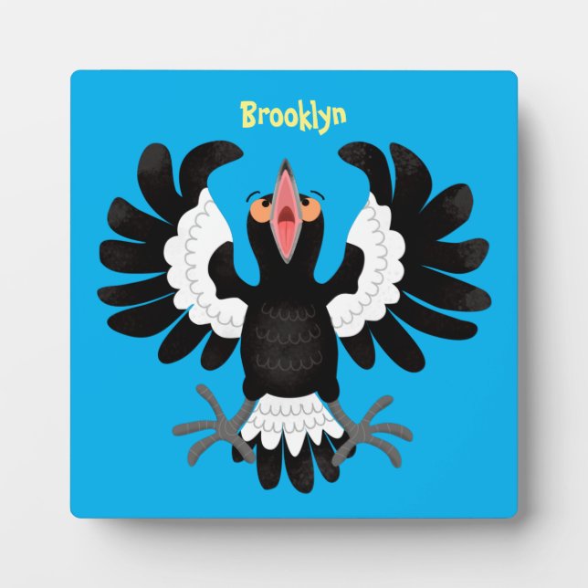 Funny Australian Magpie Cartoon Illustration Fotoplatte (Vorderseite)