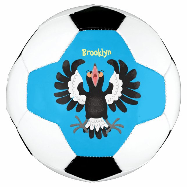 Funny Australian Magpie Cartoon Illustration Fußball (Vorderseite)