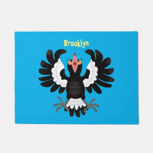 Funny Australian Magpie Cartoon Illustration Fußmatte