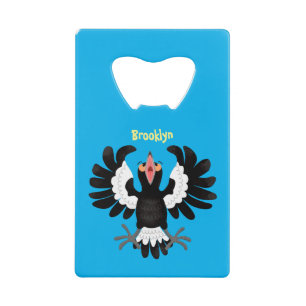 Funny Australian Magpie Cartoon Illustration Geldbeutel Flaschenöffner