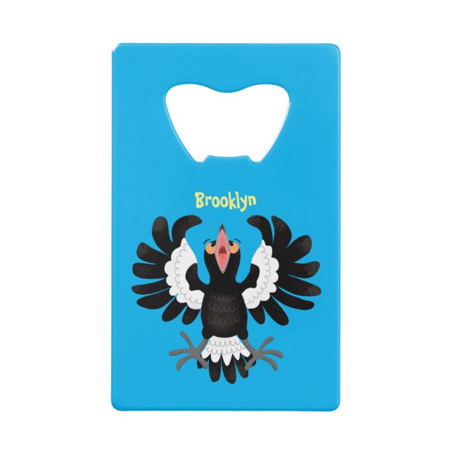Funny Australian Magpie Cartoon Illustration Geldbeutel Flaschenöffner (Vorderseite)