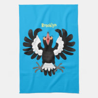 Funny Australian Magpie Cartoon Illustration