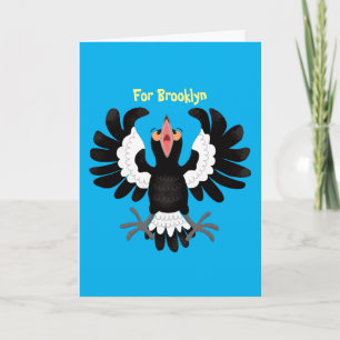 Funny Australian Magpie Cartoon Illustration Karte