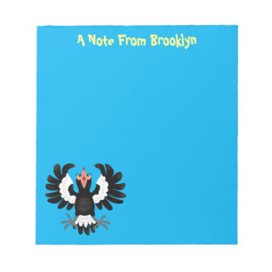 Funny Australian Magpie Cartoon Illustration Notizblock
