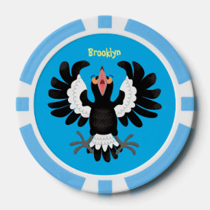 Funny Australian Magpie Cartoon Illustration Pokerchips
