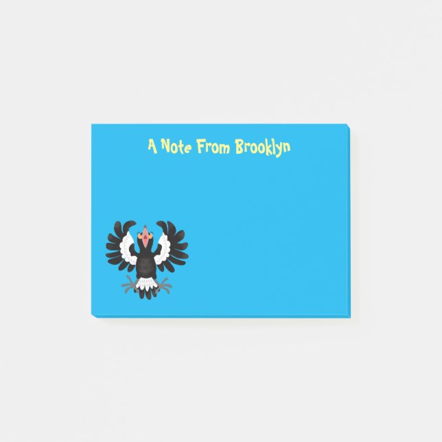 Funny Australian Magpie Cartoon Illustration Post-it Klebezettel (Vorderseite)