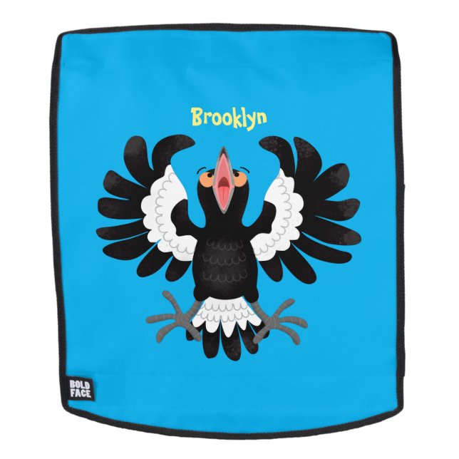 Funny Australian Magpie Cartoon Illustration Rucksack (Abnehmbare Front)