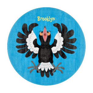 Funny Australian Magpie Cartoon Illustration Schneidebrett
