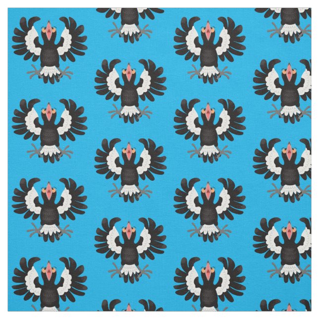 Funny Australian Magpie Cartoon Illustration Stoff (Muster)