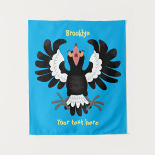 Funny Australian Magpie Cartoon Illustration Wandteppich