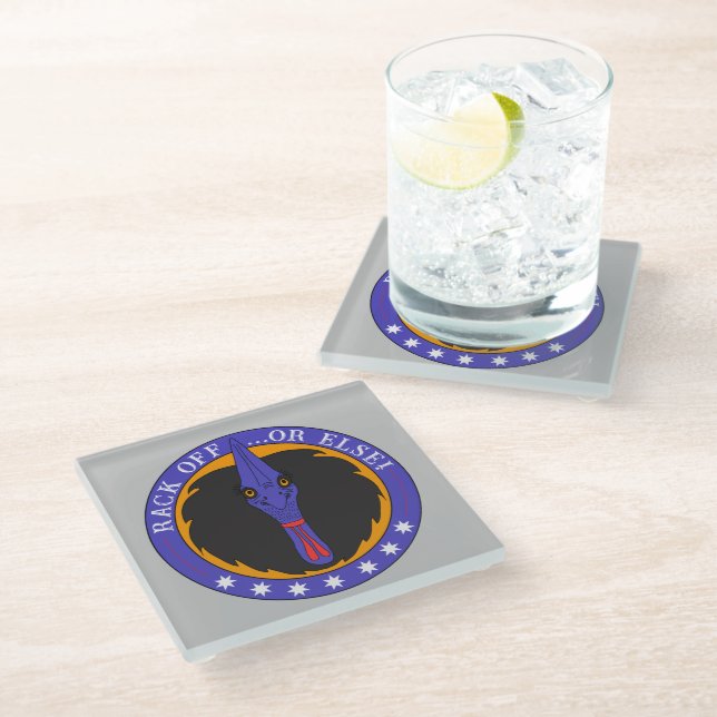 Funny Australian Quote Cassowary Bird Cartoon Glasuntersetzer (Schrägansicht)