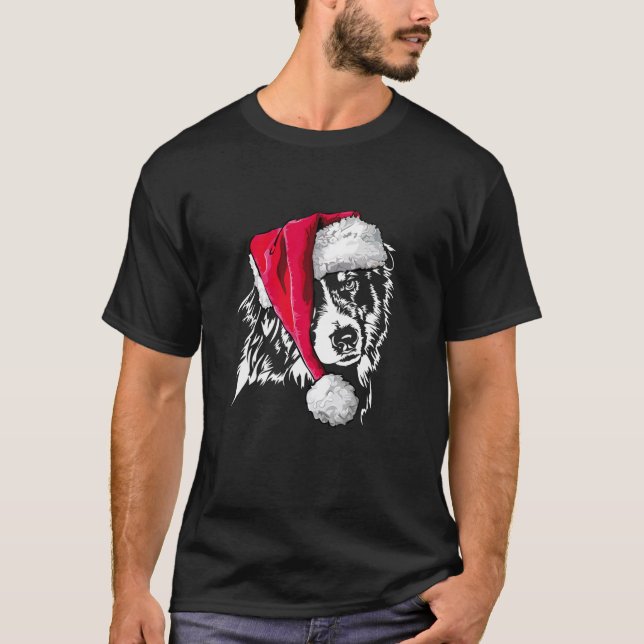 Funny Australian Shepherd Aussie Santa Christmas d T-Shirt (Vorderseite)