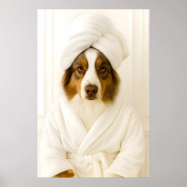 Funny Australian Shepherd Bathroom Print Poster (Vorne)