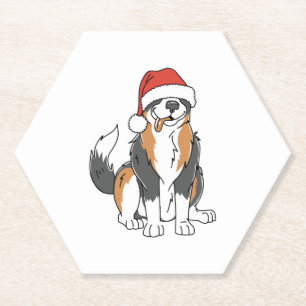 Funny Australian Shepherd Christmas Dog in Santa H Untersetzer