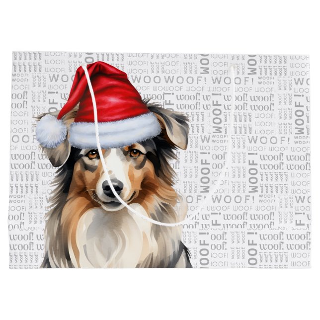 Funny Australian Shepherd Christmas Große Geschenktüte (Rückseite)