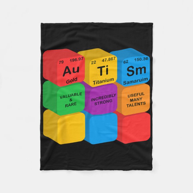Funny Autism Awareness Elements Periodic Table Che Fleecedecke (Vorderseite)