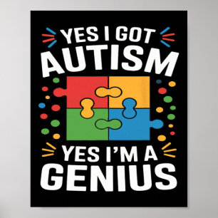 Funny Autism Awareness Kids Autistic Puzzle Autism Poster