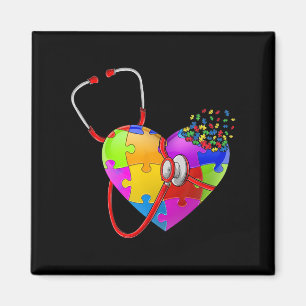 Funny Autism Awareness Nurse Autism Puzzle Stethos Magnet