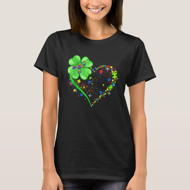 Funny Autism Awareness St Patricks Day Clover Auti T-Shirt (Vorderseite)