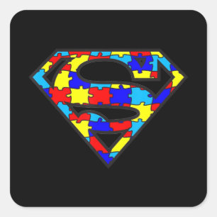 Funny Autism Awareness Superhero T - Shirt170 Quadratischer Aufkleber