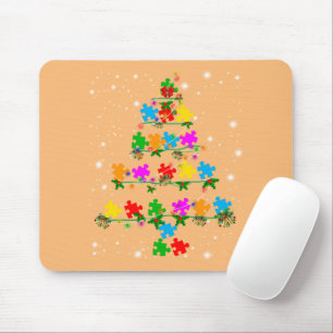 Funny Autism Christmas Tree T-Shirt Ornament Deco Mousepad