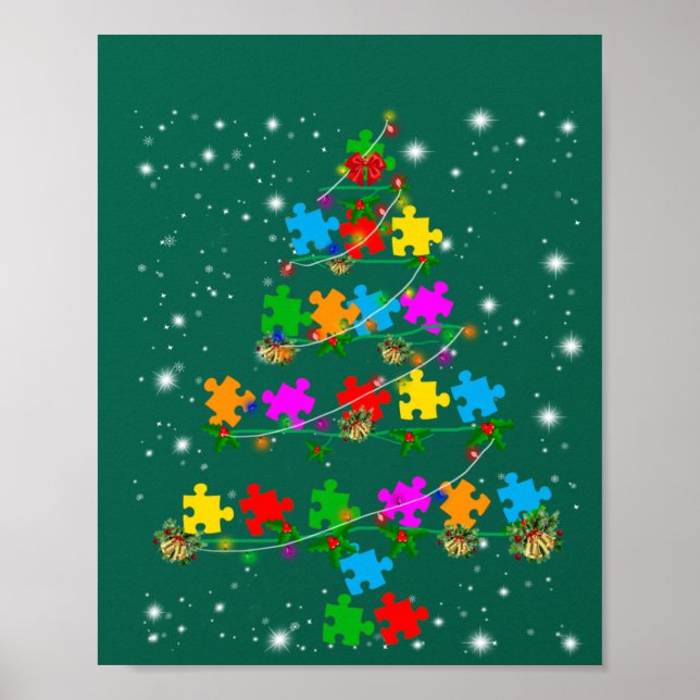 Funny Autism Christmas Tree T-Shirt Ornament Deco  Poster (Vorne)