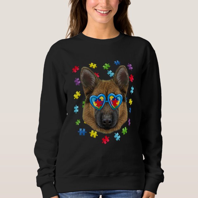 Funny Autism German Shepherd Dog Puzzle Sonnenbril Sweatshirt (Vorderseite)