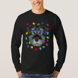 Funny Autism Schnauzer Dog Puzzle Sonnenbrille Boy T-Shirt