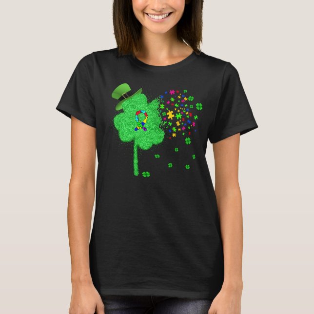 Funny Autism St Patricks Day Clover Leprechaun Gif T-Shirt (Vorderseite)