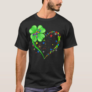 Funny Autismus Bewusstsein St Patricks Day Clover  T-Shirt