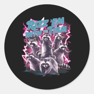 Funny Autistic Racoon Autism Meme Rizz Em mit Runder Aufkleber