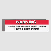 Funny Autoaufkleber RUN ÜBER PERSON FREE PIZZA