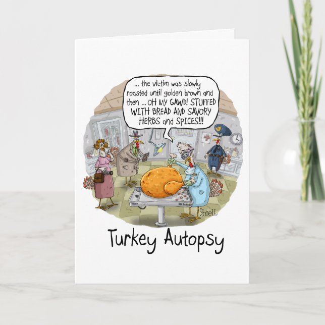 FUNNY AUTOPSY ERNTEDANK CARD UND GIFT KARTE (Vorderseite)