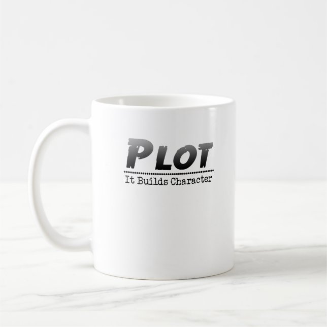 Funny Autor Schriftsteller Plot Es baut Zeichen Kaffeetasse (Links)