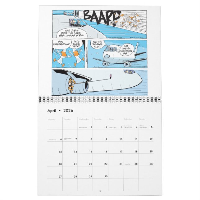 Funny Aviation Cartoon Calendar Kalender (Apr 2026)