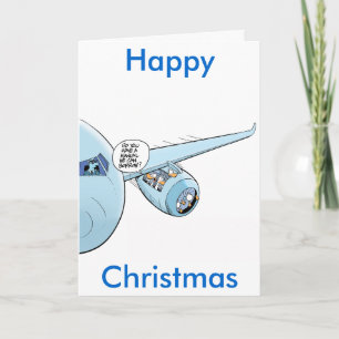 Funny Aviation Christmas Cartoon Card Feiertagskarte