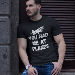 Funny Aviation "You had Me at Flugzeug" Typografie T-Shirt