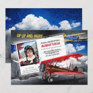 Funny Aviator Flugzeug Geburtstagskarte Einladung