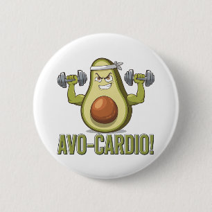 Funny Avo-Cardio Avocado Fitness Design Button
