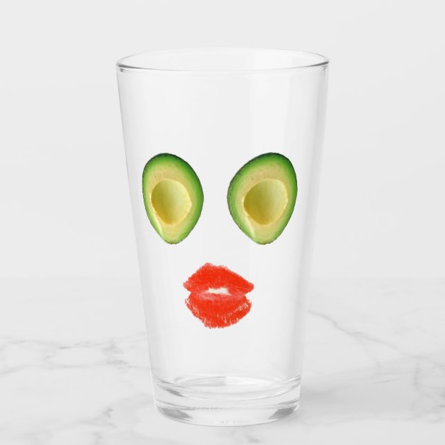 Funny Avocado Face Red Green 4Michelle Glas (Vorderseite)