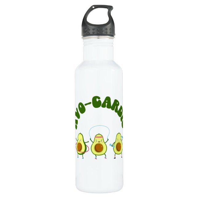 Funny Avocado Fitness Edelstahlflasche (Vorderseite)