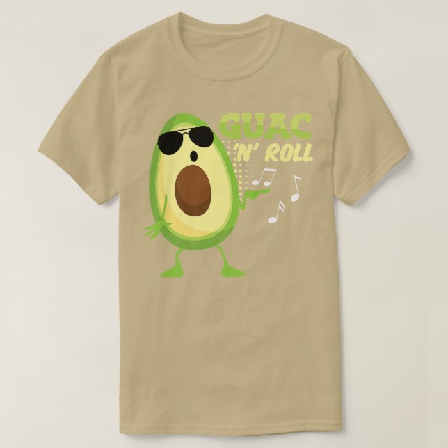 Funny Avocado Guac n Roll Guacamole Mexican Rocker T-Shirt (Design vorne)