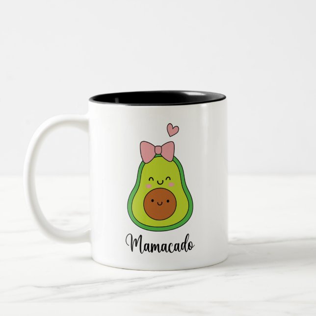 Funny Avocado Mamacado Zweifarbige Tasse (Links)