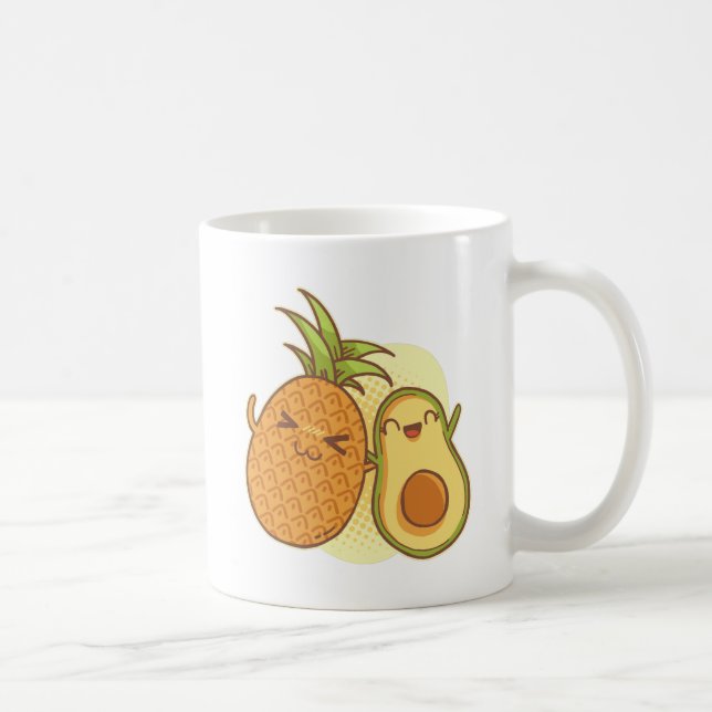 Funny Avocado Pineaple BESTE FREUNDIN Kawaii Kaffeetasse (Rechts)