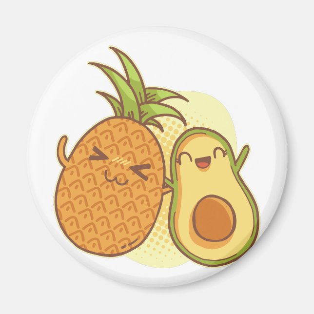Funny Avocado Pineaple BESTE FREUNDIN Kawaii Magnet (Vorne)